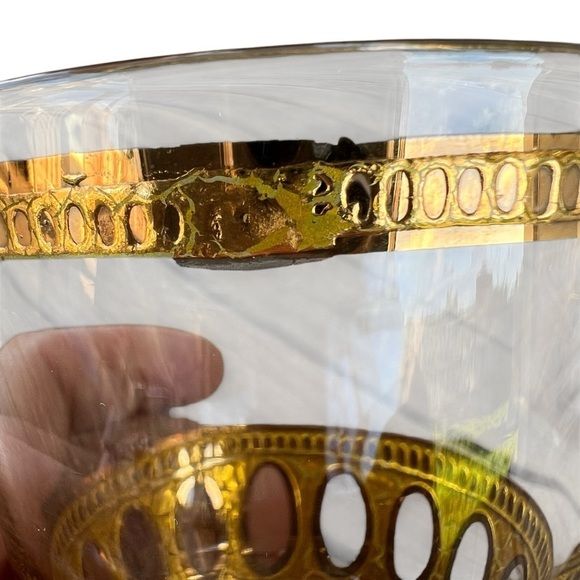 VTG 5-Piece Culver Antigua 22k Gold MCM Barware Old Fashioned Flare Crackle Oval - Picture 10 of 16